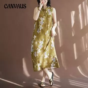 Летнее платье больших размеров, женское льняное новое китайское ретро литературное полукардиган, длинное платье One Size
