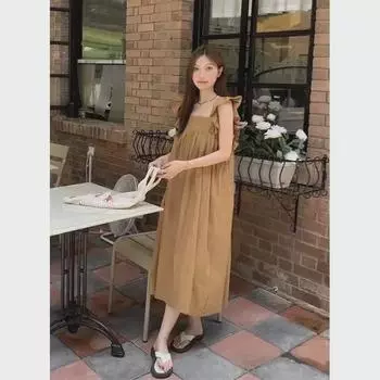 Летнее платье для беременных 2023 года с завязкой-бабочкой сзади Large темно-коричневого