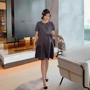 Летнее платье для беременных Jianyu 2023: Футболка средней длины с коротким рукавом чёрный