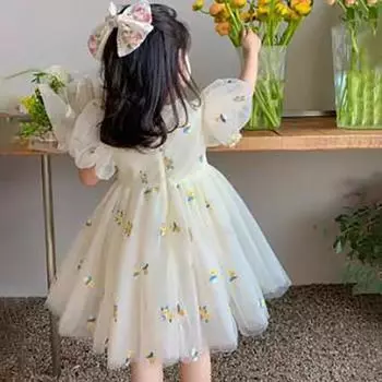 Летнее платье для девочек, детское платье принцессы на день рождения, сетчатая пачка, свадебные детские платья 130cm