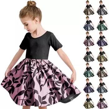 Летнее платье для девочек, платье для малышей, однотонное повседневное платье-футболка с коротким рукавом А-силуэта 110 синий