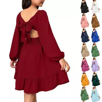 Летнее платье для девочек с длинными рукавами и открытыми плечами, размер 4-15 лет 110 бежевый