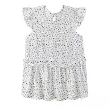 Летнее платье для маленьких девочек, хлопковое платье с короткими рукавами для младенцев, одежда с цветочным принтом для маленьких девочек 100