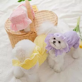 Летнее платье для собак, шляпа, жилет, одежда для кошек, маленьких собак, домашних животных, одежда для чихуахуа, йоркширских терьеров, померанский шпиц, ши-тцу, одежда для пуделя XS жёлтый