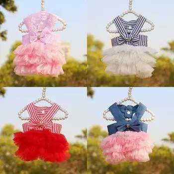 Летнее платье для собак, юбка с кружевом для кошек, одежда для домашних животных, юбка в полоску для чихуахуа, одежда для принцессы для щенков, милая одежда, товары для домашних животных XS