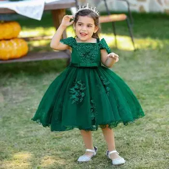 Летнее платье, костюм, детские вечерние платья для девочек, платье принцессы с бисером для маленьких девочек, свадебное платье для детей 3-5, 7, 9 лет 110 синий