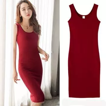 Летнее платье-майка с длинными рукавами S-XXXL S вино красного