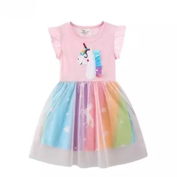 Летнее платье принцессы для девочек 2025 года — новая коллекция детской одежды 7T for height 120-130cm