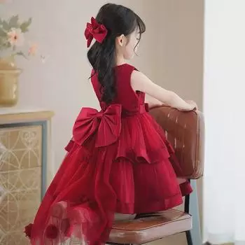 Летнее платье принцессы для девочек - юбка из тюля высокого класса и костюм для подиума с цветочной девочкой 150 cm