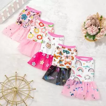 Летнее платье принцессы для домашних животных для собак, маленьких щенков, свадебные платья для собак, одежда йорков для собак, юбки, платье для кошек, чихуахуа йорков S