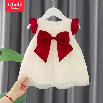 Летнее платье принцессы hibobi для девочек 3, модное летнее платье в Корейском стиле для маленьких девочек, трендовое платье для девочек 1-2 лет 6-9 Months белый