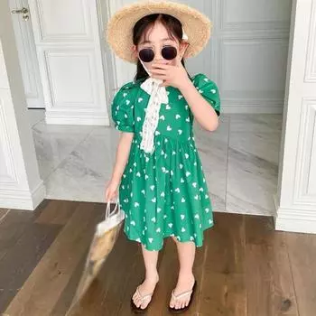 Летнее платье принцессы с круглым вырезом и рукавами Love Sweet для девочек 11