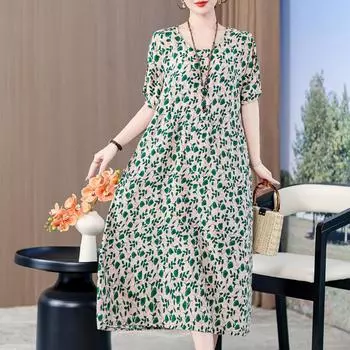 Летнее платье размера плюс XL-5XL для женщин, женские свободные платья больших размеров с короткими рукавами, винтажная одежда XL