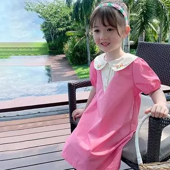 Летнее платье с цветочной вышивкой для девочек, платье принцессы, лоскутный дизайн 13