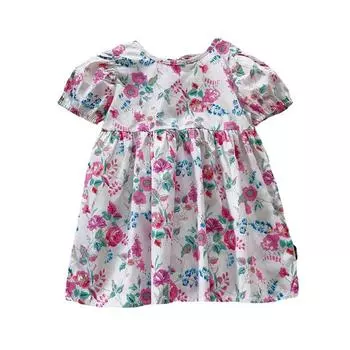 Летнее платье с цветочным принтом для девочек, корейское модное платье, платье принцессы 90