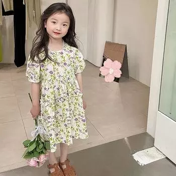 Летнее платье с цветочным принтом для девочек, платье принцессы и сладкое 15