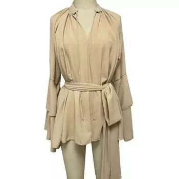 Летнее платье с оборками и длинными рукавами для женщин, повседневное мини-платье А-силуэта с V-образным вырезом, с поясом, нерегулярное платье для отпуска 2XL