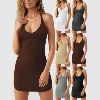 Летнее платье с подтяжками, облегающее бедра, короткое, сексуальное, пикантное, женское, повседневное, платья XS белый