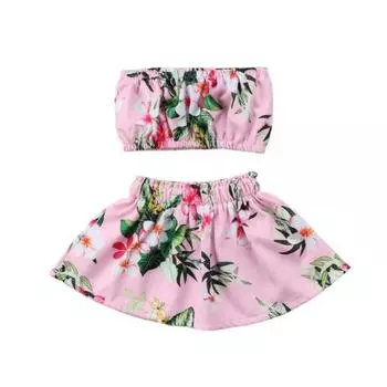 Летнее платье с принтом для маленьких девочек, платья принцессы 1-2 YEARS розовый