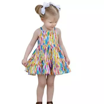 Летнее платье с принтом в виде банта для малышей для маленьких девочек, платья принцессы 1-2 YEARS