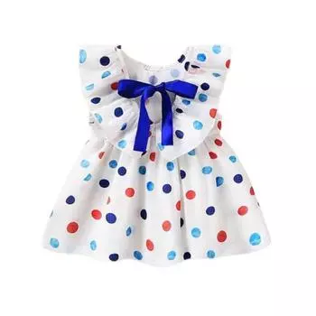 Летнее платье с принтом в виде банта для малышей для маленьких девочек, платья принцессы 1-2 YEARS белый