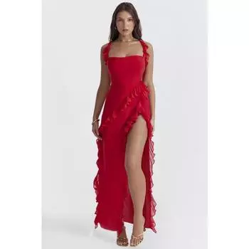 Летнее платье-слинг с длинными юбками и разрезом для девушек с дизайном «Грибок» для женщин S