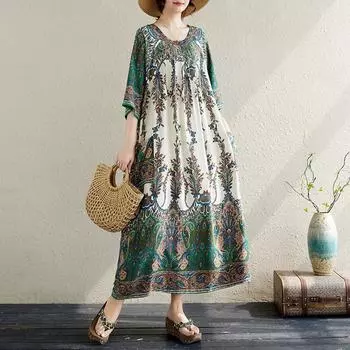 Летнее платье свободного кроя с круглым вырезом, облегающее тело, выглядит стройным, повседневные платья для женщин M