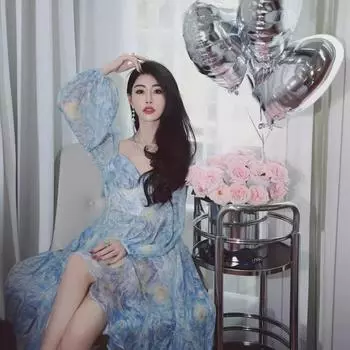 Летнее платье Thirteen Lines 2024 Van Gogh Starry Night Fairy с открытой спиной Small