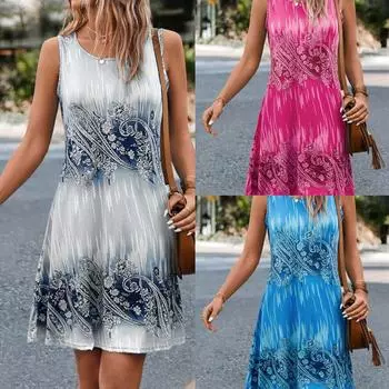 Летнее платье женское богемное шикарное без рукавов большого размера 5xl пляжный сарафан в стиле бохо повседневное дешевое женское интегрированное короткое платье 5XL красный