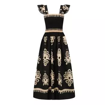 Летнее платье Женское длинное бохо пляжное платье Элегантное платье макси Без рукавов летнее платье-туника XXL чёрный