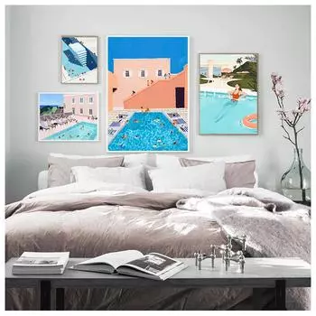 Летнее плавание, вечеринка, настенные художественные фотографии, холст, картины, плакаты и принты, интерьер для гостиной, украшения для дома 21cm30cm NoFrame