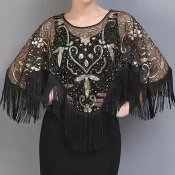 Летнее пончо с блестками и кисточками, женское пальто, праздничная одежда, накидка, сетчатая куртка, женский плащ, шали, Casaco, верхняя одежда, накидки, женская одежда One Size