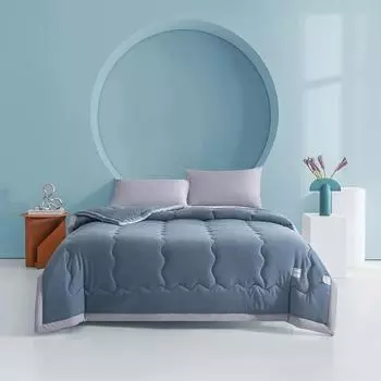 Летнее прохладное одеяло. Чистая вода стирает хлопок. Кондиционер, если возможно. Машинная стирка одеяла. Основная спальня. Одиночная спальня. 110x150cm темно-синий