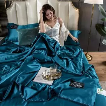 Летнее прохладное одеяло из ледяного шелка, комплект из трех предметов, одеяло для сна, ощущение прохлады, кондиционер, однотонное одеяло размера «queen-king-size» 150x200cm 1pc quilt