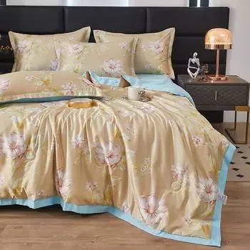 Летнее прохладное одеяло из тенселя, комплект из четырех предметов, для домашнего хозяйства, односпальное, двухспальное, летнее одеяло из ледяного шелка, пригодное для машинной стирки, с кондиционером, тонкое одеяло 150*200cm summer quilt fo белый