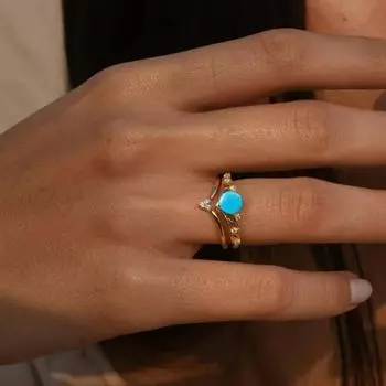 Летнее простое женское кольцо, интернет-знаменитости, ювелирные изделия, инкрустированное синим озером, имитация циркония, кольцо No. 5