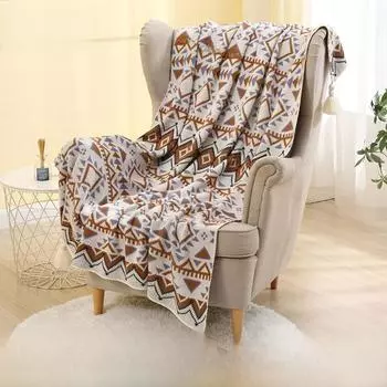 Летнее ретро-вязаное одеяло с кисточками — идеально подходит для кровати, дивана, сна и использования в кондиционере 110x130cm бежевый