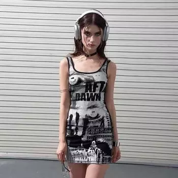 Летнее сексуальное мини-платье женское без рукавов на бретельках уличная одежда черное платье с разрезом вечерние элегантные платья L