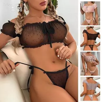Летнее сексуальное нижнее белье для трансграничной внешней торговли, комплект нижнего белья с обхватом груди, бретелька на одно плечо S(for 2-4kg)