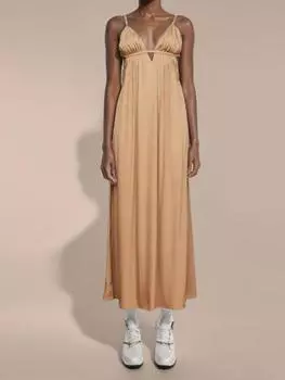 Летнее сексуальное однотонное открытое платье, женские пляжные платья без рукавов в стиле ретро, женская мода, шикарная плиссированная спинка, тонкая праздничная одежда M хаки