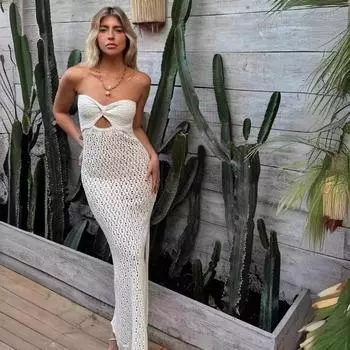Летнее сексуальное платье без бретелек, женское повседневное элегантное трикотажное облегающее платье с вырезом, женское пляжное модное вечернее платье без рукавов, женские 81756 S абрикосовый