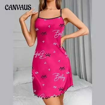 Летнее сексуальное платье-халтер с открытой спиной, женская ночная рубашка из молочного шелка, дышащее, с принтом, облегающее короткое платье S красный