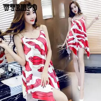 Летнее сексуальное платье с металлическим ремешком и низким вырезом с принтом, асимметричное платье с открытыми плечами и нерегулярным подолом L