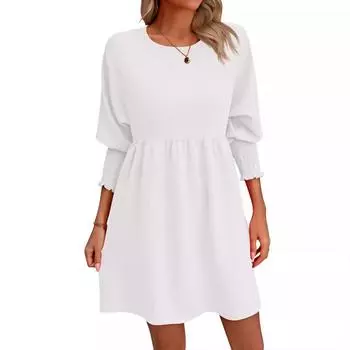 Летнее сладкое свободное платье с круглым вырезом и рукавами «летучая мышь» S чёрный