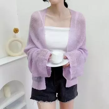 Летнее солнцезащитное пальто с открытой строчкой, кардиган, свободный однотонный трикотаж с длинными рукавами, офисная теплая шаль переменного тока, уличная анти-УФ-куртка хаки