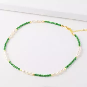 Летнее средневековое ожерелье из бисера в стиле ретро с натуральным пресноводным жемчугом, нишевое жемчужное ожерелье, комплект ювелирных изделий