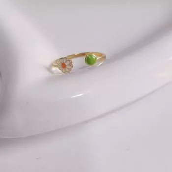 Летнее свежее кольцо-капля с маргариткой: Универсальный, стильный корейский дизайн для женщин Daisy Ring белый