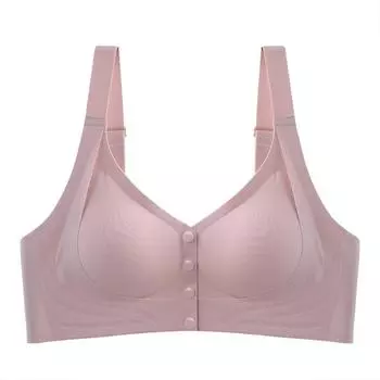 Летнее тонкое бесшовное нижнее белье из ледяного шелка для женщин, красивая спина без стального кольца, сборка, антипровисающий жилет, передняя пряжка, бюстгальтер большого размера L коричневый