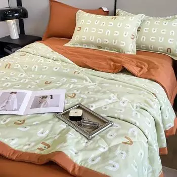 Летнее тонкое классное одеяло, наволочка, комплект из 3 предметов, домашний текстиль, пасторальный стиль, двойная пряжа, мягкое одеяло королевского размера с кондиционером, одеяло 150x200cm-3pcs set