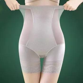 Летнее тонкое компрессионное белье с высокой талией для женщин, утягивающее талию, подтягивающее бедра, корректирующее белье M чёрный